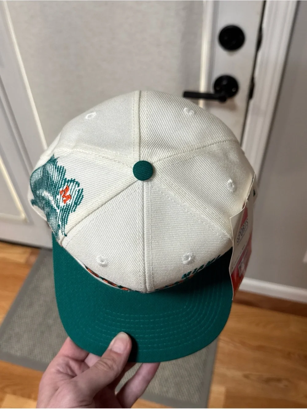 Vintage Sports Specialties Shadow Laser Snapback Hat Miami Dolphins NWT Cap